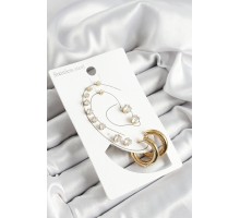 316L Çelik Halka Figürlü Ve Zirkon Taşlı Gold Renk 7'li Çift Kadın Küpe Set - TJ-BKP10641