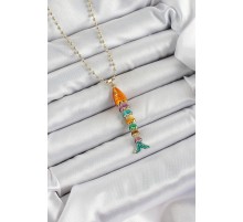 Pirinç Rainbow Balık Model Zirkon Taşlı Gold Renk Kadın Kolye - TJ-BKO10243