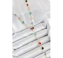 Pirinç Asorti Model Gold Renk Zirkon Taşlı Y Kolye - TJ-BKO10249