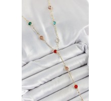 Pirinç Asorti Model Gold Renk Zirkon Taşlı Y Kolye - TJ-BKO10251