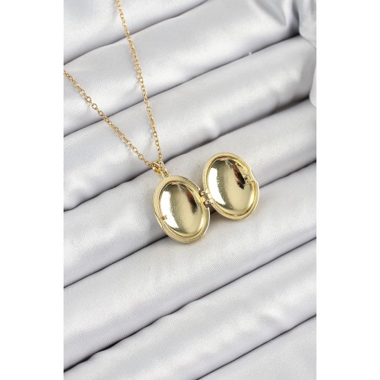 316L Çelik Zincir Açılabilir Sanatsal Vintage Çiçek Model Gold Renk Kadın Kolye - TJ-BKO10256