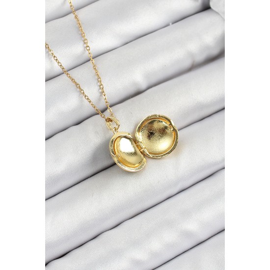 316L Çelik Zincir Açılabilir Sanatsal Vintage Çiçek Model Gold Renk Kadın Kolye - TJ-BKO10257