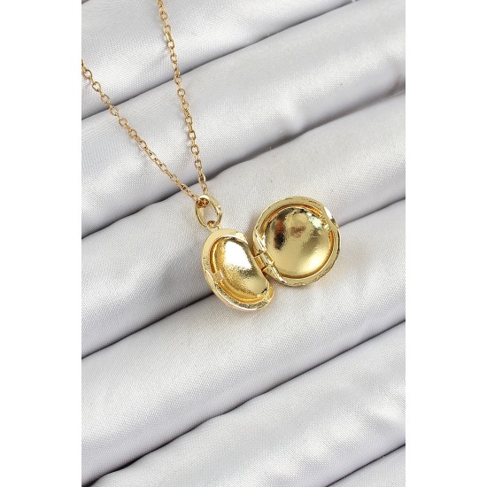 316L Çelik Zincir Açılabilir Sanatsal Vintage Çiçek Model Gold Renk Kadın Kolye - TJ-BKO10259