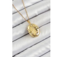 316L Çelik Zincir Açılabilir Sarmaşık Model Zirkon Taşlı Gold Renk Kadın Kolye - TJ-BKO10260