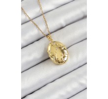 316L Çelik Zincir Açılabilir Sarmaşık Model Zirkon Taşlı Gold Renk Kadın Kolye - TJ-BKO10260