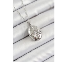 316L Çelik Zincir Açılabilir Madalyon Model Zirkon Taşlı Gümüş Renk Kadın Kolye - TJ-BKO10263