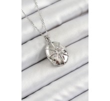 316L Çelik Zincir Açılabilir Madalyon Model Zirkon Taşlı Gümüş Renk Kadın Kolye - TJ-BKO10263