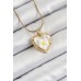316L Çelik Zincir Beyaz Sanatsal Portre İnci Detaylı Papatya Figürlü Kalp Model Gold Renk Kadın Kolye - TJ-BKO10270