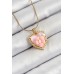 316L Çelik Zincir Pembe Sanatsal Portre İnci Detaylı Papatya Figürlü Kalp Model Gold Renk Kadın Kolye - TJ-BKO10271