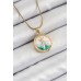 316L Çelik Zincir Beyaz Mineli Sanatsal Portre İnci Detaylı Deniz Yılıdızı Model Gold Renk Kadın Kolye - TJ-BKO10286