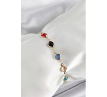 Pirinç Asorti Model Gold Renk Zirkon Taşlı Kadın Bileklik - TJ-BB7039