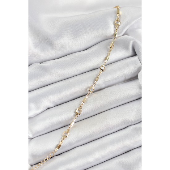 Pirinç Gold Renk Zirkon Taşlı Kadın Bileklik - TJ-BB7041