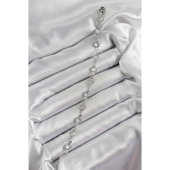 Pirinç Gümüş Renk Zirkon Taşlı Bileklik - TJ-BB7044