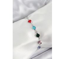 Pirinç Gümüş Renk Karışık Renk Zirkon Taşlı Kadın Bileklik - TJ-BB7046