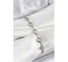 Pirinç Gümüş Renk Kalp Zirkon Taşlı Kadın Bileklik - TJ-BB7054