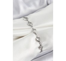 Pirinç Gümüş Renk Kalp Zirkon Taşlı Kadın Bileklik - TJ-BB7054