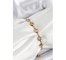 Pirinç Gold Renk Kalp Zirkon Taşlı Kadın Bileklik - TJ-BB7055