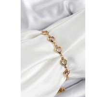 Pirinç Gold Renk Kalp Zirkon Taşlı Kadın Bileklik - TJ-BB7055