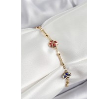 Pirinç Gold Renk Karışık Renk Yonca Zirkon Taşlı Kadın Bileklik - TJ-BB7056