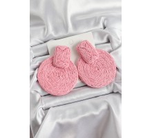 Pembe Daire Figürlü Hasır Örgü Model Gold Renk Kadın Küpe - TJ-BKP10711