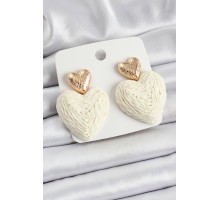Krem Kalp Figürlü Hasır Örgü Model Gold Renk Kadın Küpe - TJ-BKP10736