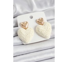 Krem Kalp Figürlü Hasır Örgü Model Gold Renk Kadın Küpe - TJ-BKP10736