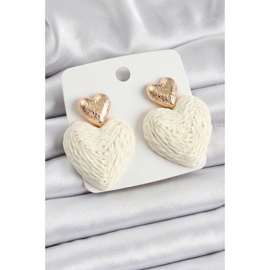 Krem Kalp Figürlü Hasır Örgü Model Gold Renk Kadın Küpe - TJ-BKP10736