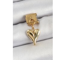 316L Çelik Sallantılı Kalp Model Gold Renk Nomination Charm - TJ-BC1399