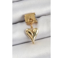 316L Çelik Sallantılı Kalp Model Gold Renk Nomination Charm - TJ-BC1399