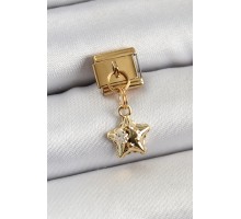 316L Çelik Sallantılı Zirkon Taşlı Yıldız Model Gold Renk Nomination Charm - TJ-BC1402