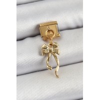 316L Çelik Sallantılı Uzun Fiyonk Model Gold Renk Nomination Charm TJ-BC1403