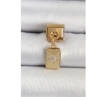 316L Çelik Sallantılı Zirkon Taşlı Kutup Yıldızı Figürlü Dikdörtgen Model Gold Renk Nomination Charm - TJ-BC1406