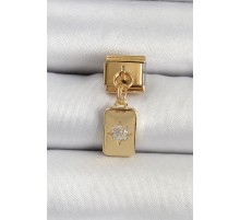 316L Çelik Sallantılı Zirkon Taşlı Kutup Yıldızı Figürlü Dikdörtgen Model Gold Renk Nomination Charm - TJ-BC1406