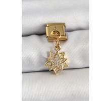 316L Çelik Sallantılı Zirkon Taşlı Yıldız Model Gold Renk Nomination Charm TJ-BC1416