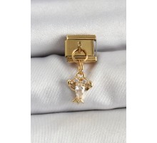 316L Çelik Sallantılı Zirkon Taşlı Yengeç Model Gold Renk Nomination Charm - TJ-BC1417