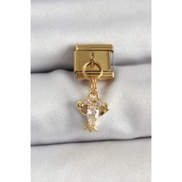 316L Çelik Sallantılı Zirkon Taşlı Yengeç Model Gold Renk Nomination Charm TJ-BC1417