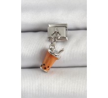 316L Çelik Gümüş Renk Bubble Tea Model Nomination Charm - TJ-BC1518