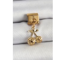 316L Çelik Sallantılı Zirkon Taşlı Fiyonk Model Gold Renk Nomination C316L Çelik Sallantılı Kiraz Model Gold Renk Nomination Charm - TJ-BC1425