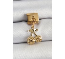 316L Çelik Sallantılı Zirkon Taşlı Fiyonk Model Gold Renk Nomination C316L Çelik Sallantılı Kiraz Model Gold Renk Nomination Charm - TJ-BC1425