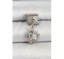316L Çelik Gümüş Renk Ay ve Güneş Model Nomination Charm - TJ-BC1516