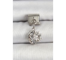 316L Çelik Gümüş Renk Ay ve Güneş Model Nomination Charm - TJ-BC1516