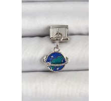 316L Çelik Gümüş Renk Dünya ve Ay Uydusu Model Nomination Charm - TJ-BC1515