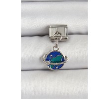 316L Çelik Gümüş Renk Dünya ve Ay Uydusu Model Nomination Charm - TJ-BC1515