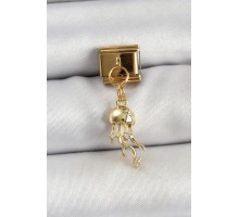 316L Çelik Sallantılı Zirkon Taşlı Deniz Anası Model Gold Renk Nomination Charm - TJ-BC1427