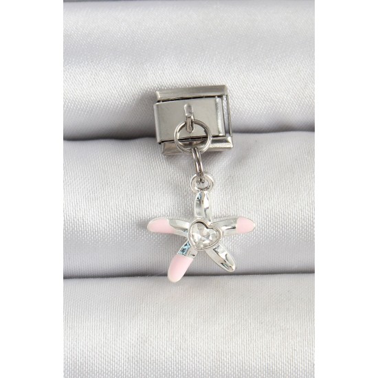 316L Çelik Gümüş Renk Taşlı Deniz Yıldızı Model Nomination Charm - TJ-BC1513