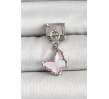 316L Çelik Gümüş Renk Lila Kelebek Model Nomination Charm - TJ-BC1511