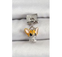 316L Çelik Gümüş Renk Chihuahua Köpek Model Nomination Charm - TJ-BC1507
