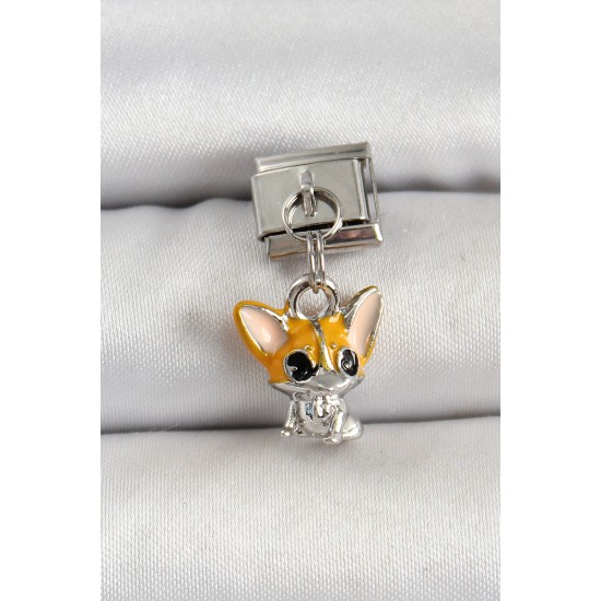 316L Çelik Gümüş Renk Chihuahua Köpek Model Nomination Charm - TJ-BC1507