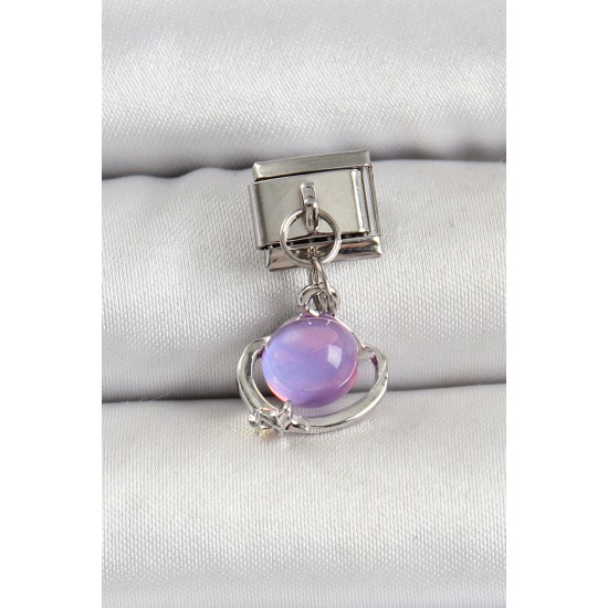 316L Çelik Gümüş Renk Ay Taşı Model Nomination Charm - TJ-BC1506