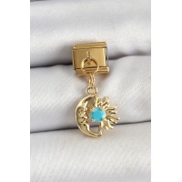 316L Çelik Sallantılı Ay Ve Güneş Model Gold Renk Nomination Charm TJ-BC1435